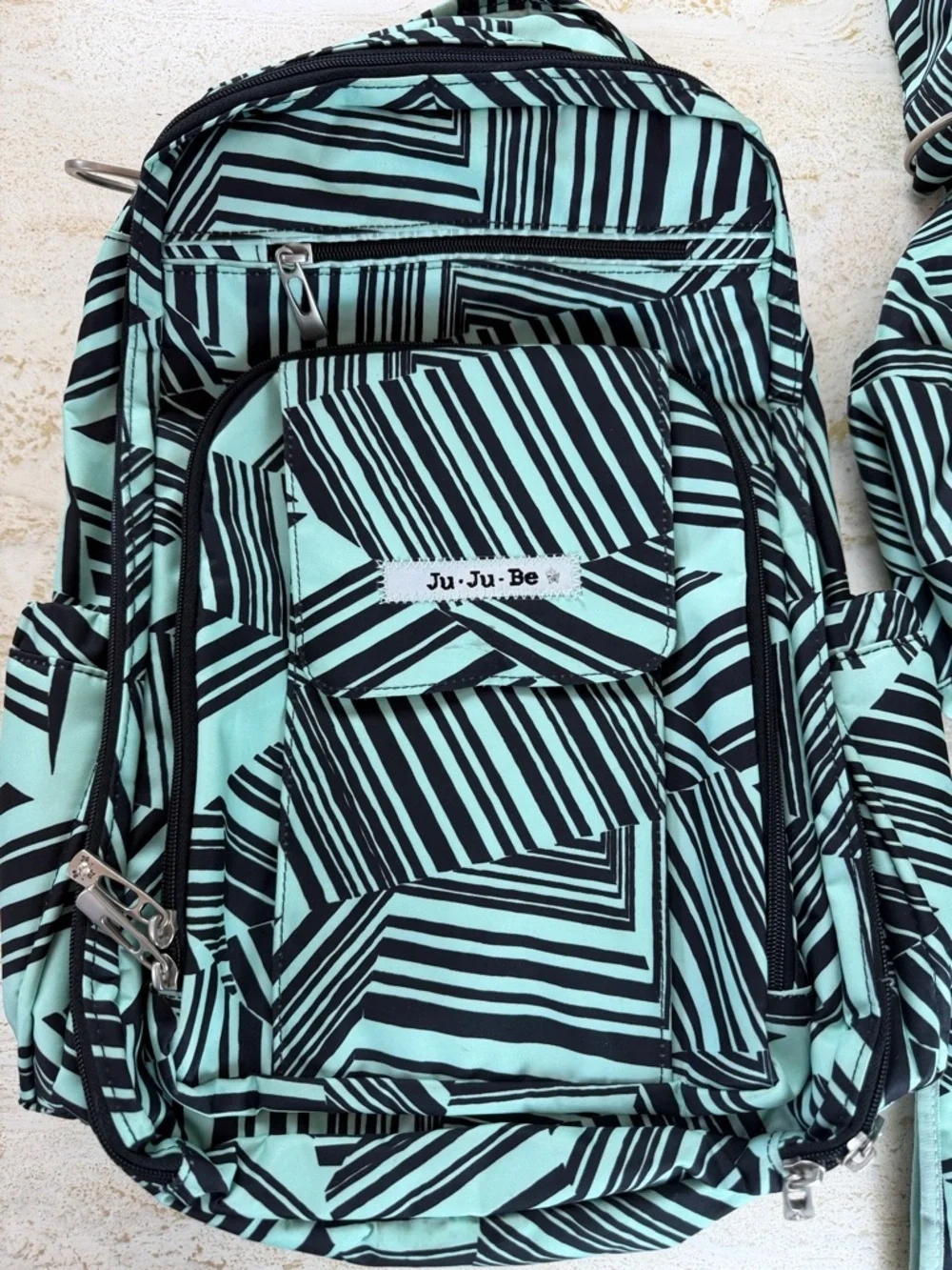 JuJuBe Mint Chip Diaper Bag Set + Mini Bag & Changing Pad | Gently Used
